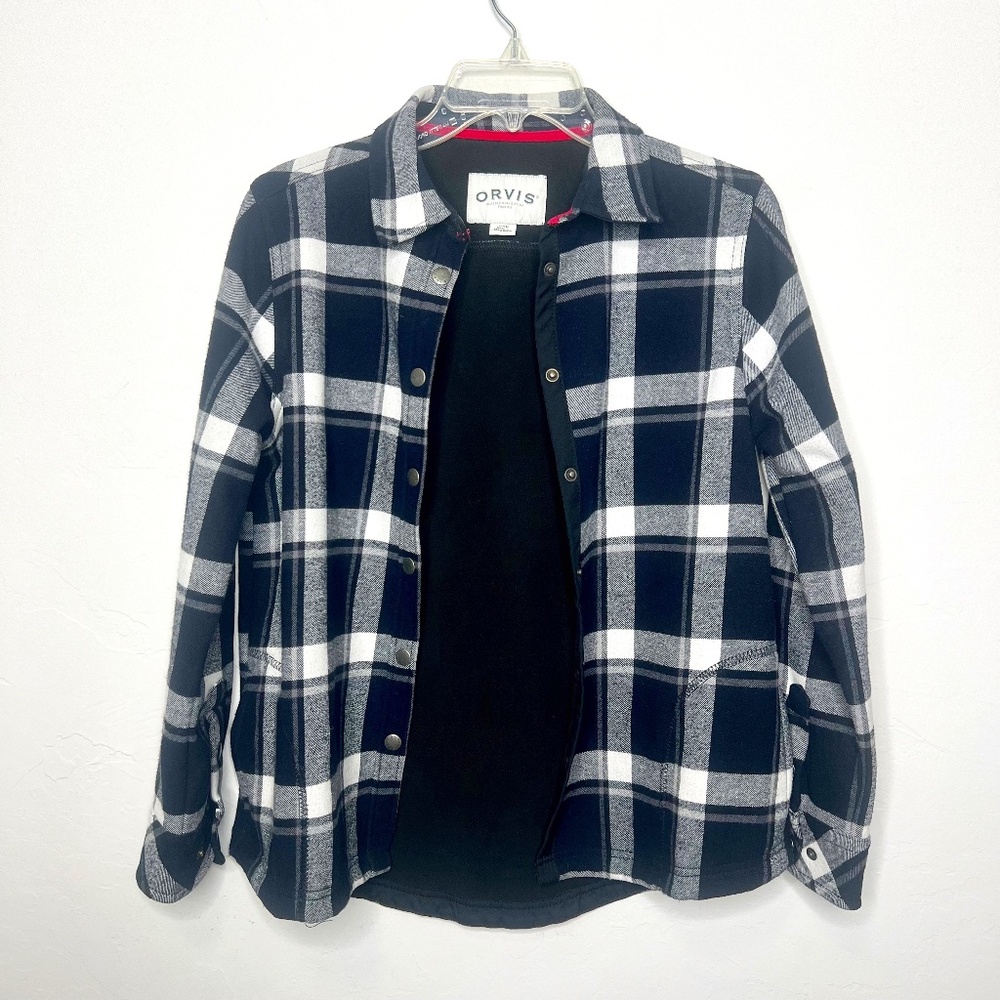Orvis Plaid Shacket Black and White Cotton Cabincore